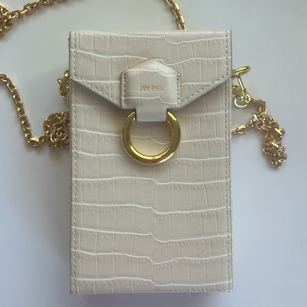 JP WEI Croc Embossed Leather Chain Phone Case